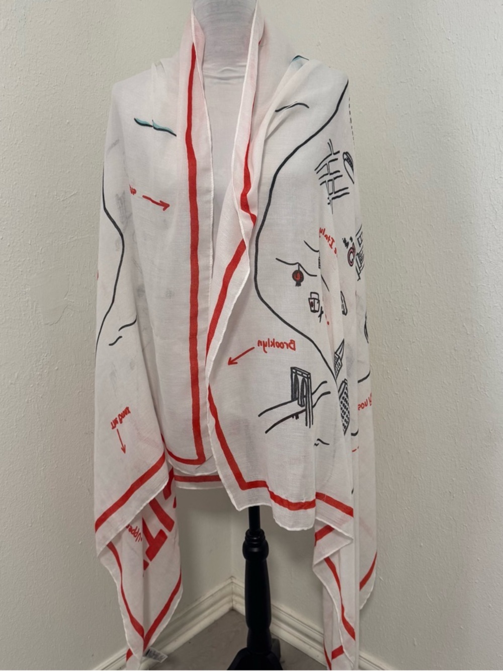 Old Navy Vintage New York City Map Design Large 38x73 Scarf/Wrap NWT Statement - Picture 2 of 9